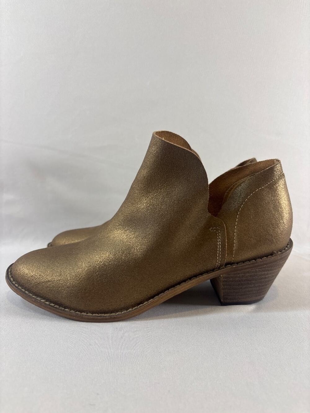 Anthropologie Kelsi Dagger Brooklyn Bronze Metallic Leather Bootie 10 Western